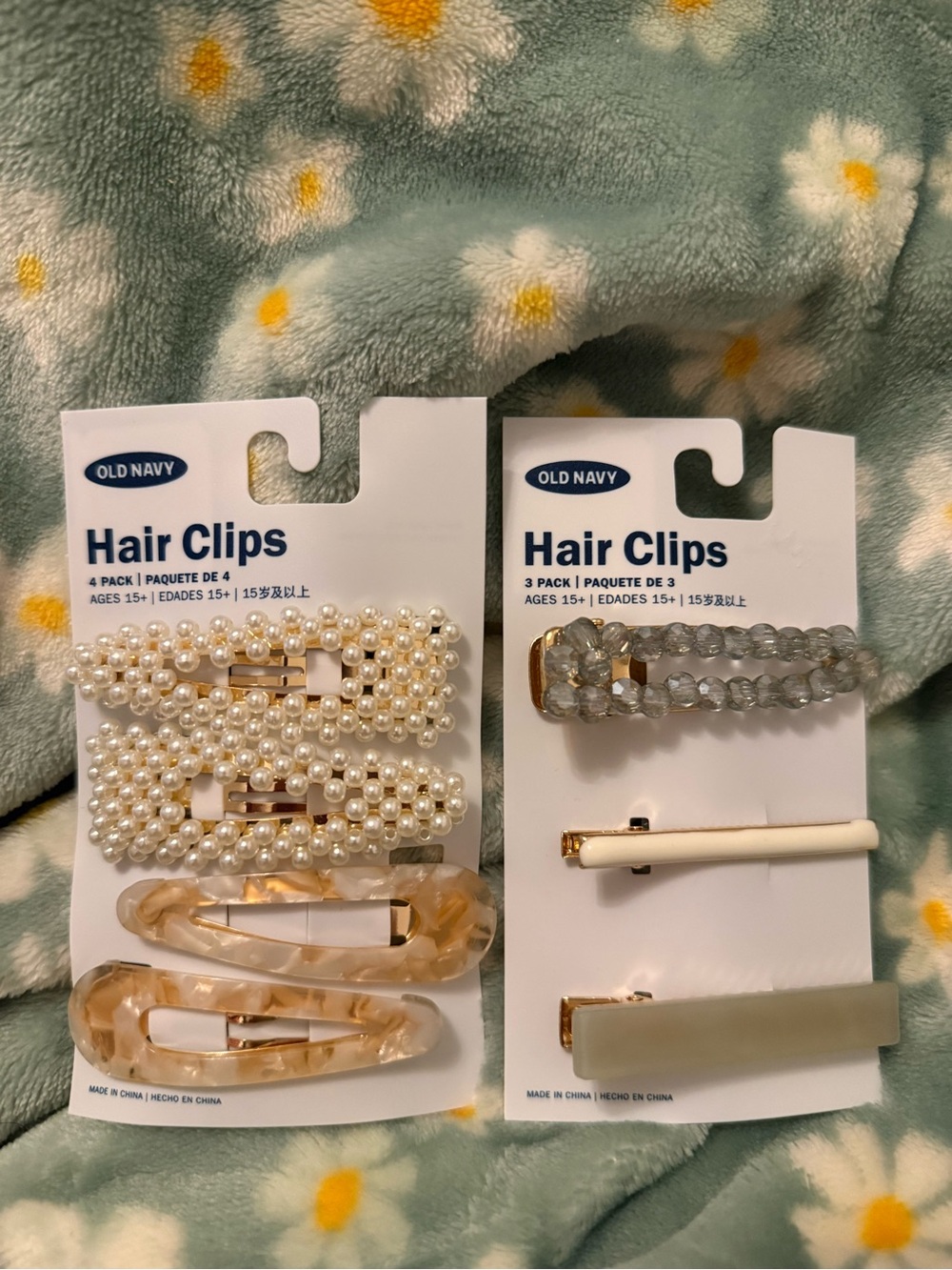 Old Navy Pearl Beaded & Neutral Hair Clip Bundle, Set of 7